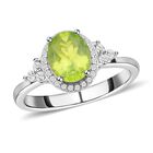 Natürlicher Peridot und Zirkon-Halo-Ring, 925 Silber rhodiniert, 3,15 ct. image number 3