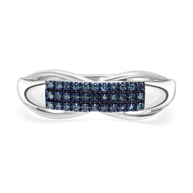 Blauer Diamant Ring, 925 Silber platiniert, (Größe 21.00), ca. 0.15 ct