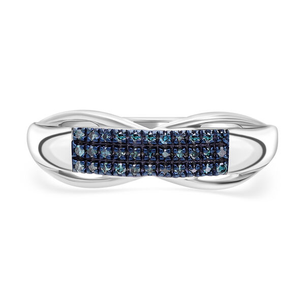 Blauer Diamant Ring, 925 Silber platiniert, (Größe 21.00), ca. 0.15 ct image number 0