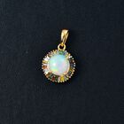 AA Natürlicher, äthiopischer Welo Opal, Natürlicher Champagner Diamant Anhänger 925 Silber 750 Gelbgold Vermeil ca. 1,81 ct. image number 1