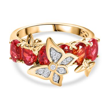 GP Trifono Kollektion- Synthetischer Padparadscha-Saphir, Zirkon und blauer Saphir-Ring - 4,09 ct.