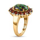 Lab Created schwarzen Opal, Mosambik Granat Ring, 925 Silber Gelbgold Vermeil (Größe 18.00) ca. 4.72 ct image number 4