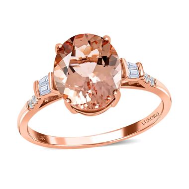 AAA Morganit, Weißer Diamant Ringe 585 Gold (Größe 18.00) ca. 4,05 ct
