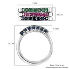 3er Set - Kanchanaburi blauer Saphir, Socoto Smaragd und afrikanischer Rubin-Half-Eternity-Ring in Silberton, 1,02 ct image number 7