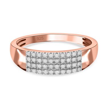 Diamant Ring, 925 Silber Roségold Vermeil - 0,20 ct.