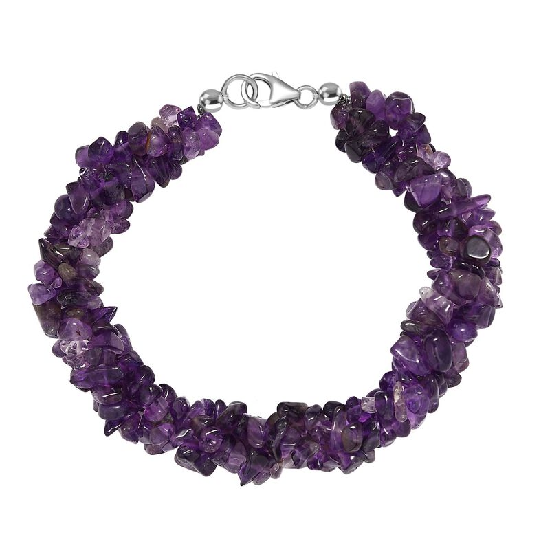 Afrikanischer Amethyst Armband ca. 19 cm 925 Silber rhodiniert ca. 110.00 ct image number 0