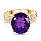 Afrikanischer Amethyst und weißer Diamant-Ring, 925 Silber vergoldet (Größe 17.00) ca. 7.12 ct image number 0