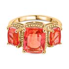 Padparadscha Quarz Triplette Ring 925 Silber 750 Gelbgold Vermeil (Größe 17.00) ca. 5,83 ct image number 0