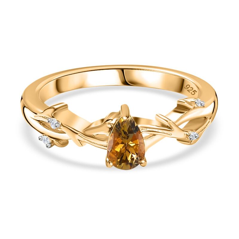 AA natürlicher goldener Tansanit und Zirkon Ring, ca. 0,45 ct. image number 0