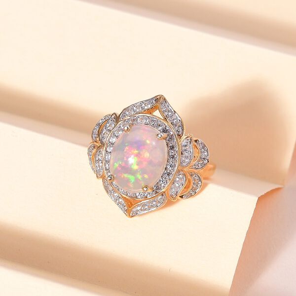 Natürlicher, äthiopischer Welo Opal und Zirkon-Ring - 4,61 ct. image number 1