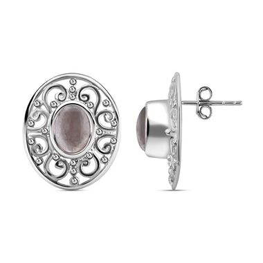 Royal Bali Kollektion - Rosenquarz Ohrringe 925 Silber ca. 3.27 ct