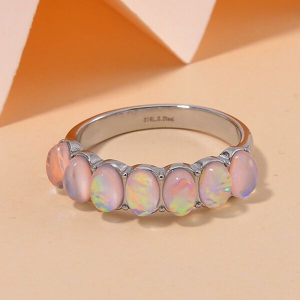 Knstlicher Weier Opal Ring, 316L Edelstahl (Gre 20.00) | SHOPLC