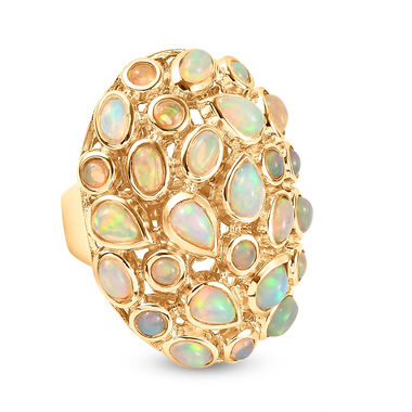 Natürlicher, äthiopischer Opal-Ring, 925 Silber Gelbgold Vermeil  ca. 4,49 ct