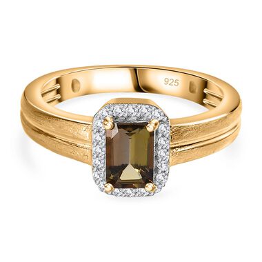 AA natürlicher goldener Tansanit und Moissanit Ring - 0,73 ct.