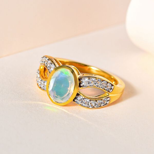 AA natürlicher, äthiopischer Welo Opal und Zirkon-Ring - 1,16 ct. image number 1