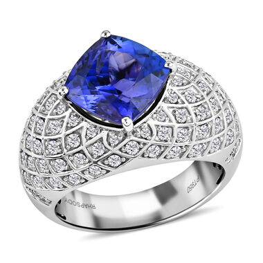 RHAPSODY AAAA Tansanit und VS EF Diamant-Ring in 950 Platin - 7 ct.