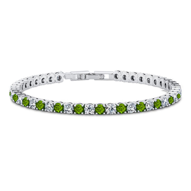 AAA Peridot Zirkonia, Zirkonia Armband ca. 19 cm Messing rhodiniert image number 0