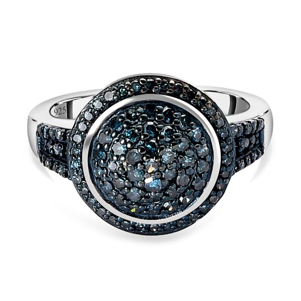 Blauer Diamant Ring, 925 Silber platiniert, (Größe 20.00), ca. 0.75 ct image number 0