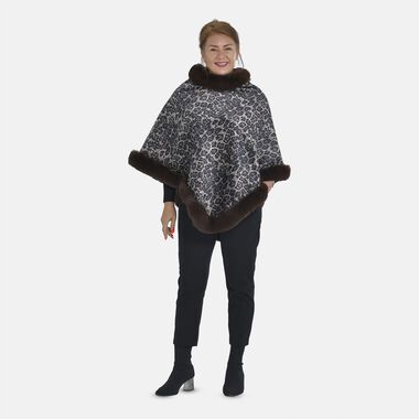 Kunstfell Poncho mit Leopardenmuster, braun