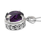 Lusaka Amethyst und Zirkon-Anhänger mit Kette, 50 cm, 925 Silber platiniert ca. 15.33 ct image number 3