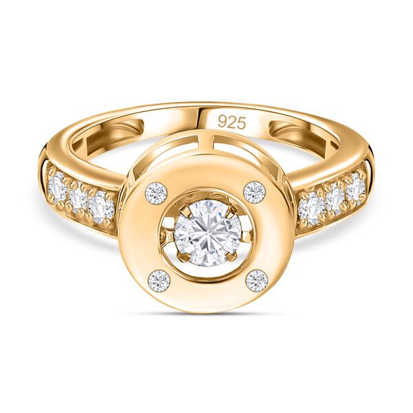 Tanzender Moissanit-Ring, 925 Silber 750 Gelbgold Vermeil - 0,48 ct. image number 0