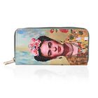 Frieda Kahlo Brieftasche mit doppeltem Reißverschluss, mit mehreren Kartenfächern und RFID-Schutz, 19x10x4 cm, Beige image number 0