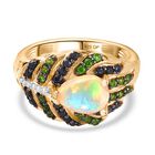 GP Trionfo Kollektion- AA äthiopischer Welo Opal, Zirkon, Chromdiopsid und Kanchanaburi blauer Saphir-Ring - 2 ct. image number 0