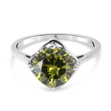 LUSTRO STELLA Peridot Zirkonia Ring 925 Silber platiniert  ca. 3,35 ct