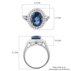 London Blau Topas und weißer Zirkon Ring, 925 Silber rhodiniert (Größe 19.00) ca. 5.06 ct image number 4