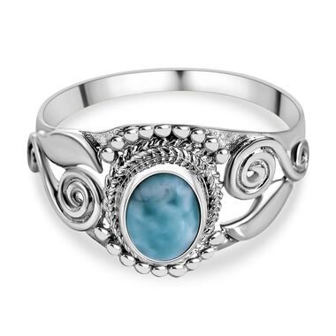 Royal Bali Kollektion - Larimar Ring 925 Silber (Größe 17.00) ca. 1.51 ct