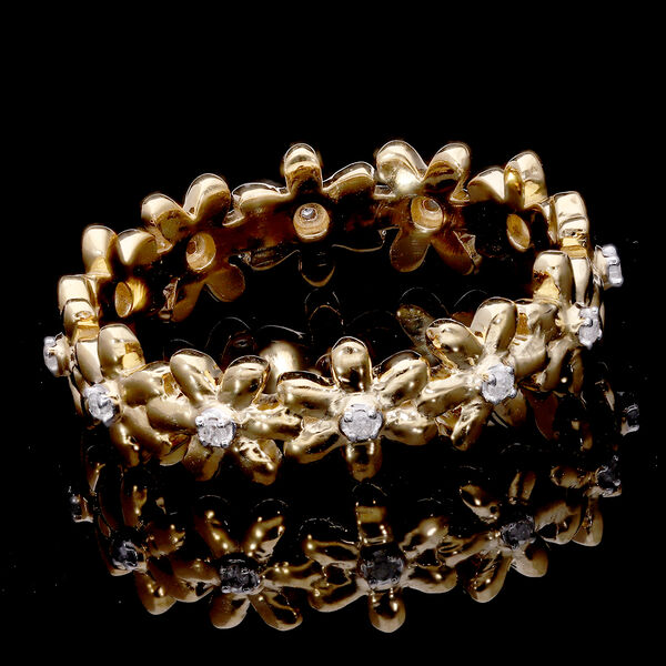 Gänseblümchen Weißer Diamant P3 Ring, 925 Silber vergoldet (Größe 18.00) ca. 0.06 ct image number 1
