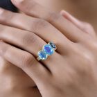 Paraiba Pfau Triplett Quarz und Zirkon-Ring - 6,86 ct. image number 2