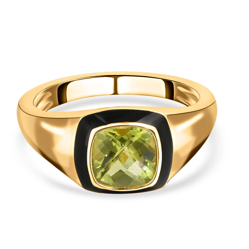 Peridot Solitär emaillierter Ring - 1,75 ct. image number 0