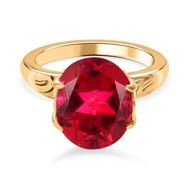 Magenta Rosa Quarz Triplette Ring, 925 Silber vergoldet (Größe 18.00) ca. 5.25 ct