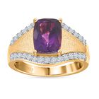 AAA Marokkanischer Amethyst, Weißer Zirkon Ring, 925 Silber Gelbgold Vermeil, (Größe 18.00) ca. 3.14 ct image number 3