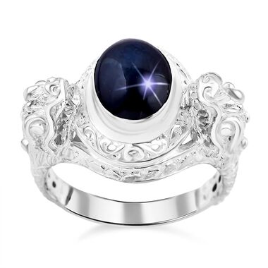 Royal Bali Kollektion- AA Diffundierter Stern blauer Saphir-Ring - 5,92 ct.