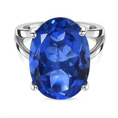 1A Ceylon Blau Triplett Quarz Ringe 925 Silber rhodiniert (Größe 16.00) ca. 13.28 ct