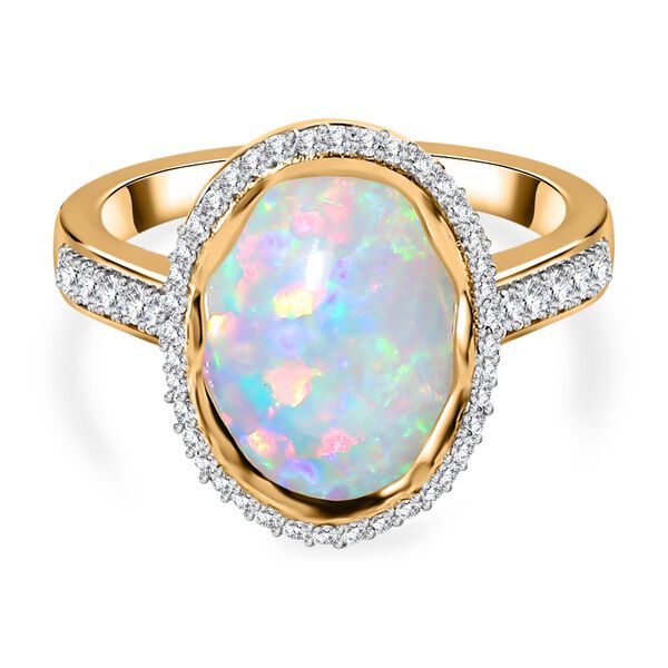 AAA natürlicher, äthiopischer Welo Opal und Zirkon-Ring - 4,33 ct. image number 0