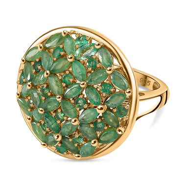 Kagem Sambischer Smaragd Ring, 925 Silber 750 Gelbgold Vermeil (Größe 18.00) ca. 2.83 ct