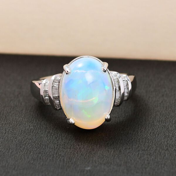 Natürlicher, äthiopischer Welo Opal und Diamant-Ring - 3,90 ct. image number 1