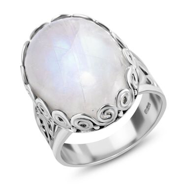 Royal Bali Kollektion - Regenbogen Mondstein Ring - 15,50 ct.