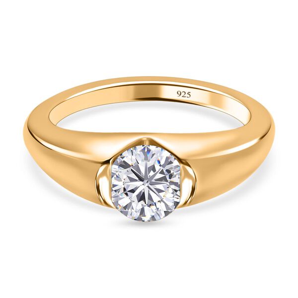 Moissanit Solitär Ring in Silber mit Gelbgold Vermeil - 0,76 ct. image number 1