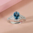 London Blau Topas und Zirkon Ring 925 Silber platiniert  ca. 2,01 ct image number 1
