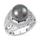 11-12 mm Tahiti Perle und Zirkon-Ring - 0,55 ct. image number 3