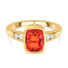 Padparadscha Triplette Quarz und weißer Zirkon-Ring, 925 Silber vergoldet (Größe 21.00) ca. 2.62 ct image number 0