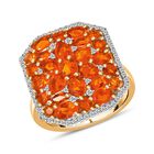 Salamanca Feueropal Ring, 925 Silber Gelbgold Vermeil, ca. 2.55 ct image number 3