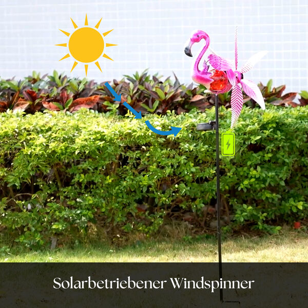 Solarbetriebener Windspinner: Rosa Flamingo image number 1