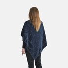 Kunstfell Poncho mit Blattmuster, Marineblau image number 1