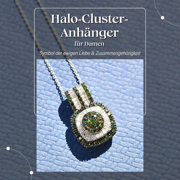 Grüner und weißer Diamant-Anhänger mit 50cm Kette - 0,98 ct. image number 1