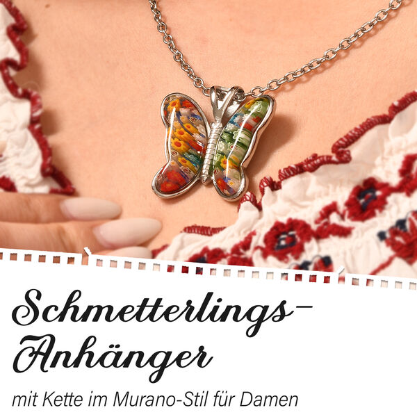 Schmetterlings-Anhänger mit 60cm Kette im Murano-Stil image number 1